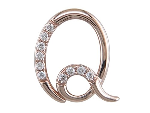 JMS Jewelry18K Rose Gold Initial"Q" Pave with Diamond Pendant (81)