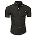 PHOTNO Fashion Summer Uniforms Men's Short Sleeve Dress Shirt (M, Black)