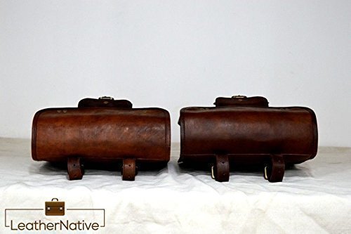 Leather Native 2 X Motorcycle Side Pouch Brown Leather Side Pouch Saddlebags Saddle Panniers ( 2 Bags ) Pre Valentines Day Special Sale! - Thumbnail 7