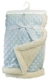 Stephan Baby Super-Soft Reversible Velour Plush/Sherpa Plush Bumpy Blanket, Blue