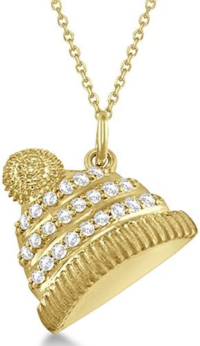 Diamond Winter Hat Pendant Necklace 14k Yellow Gold (0.12ct)