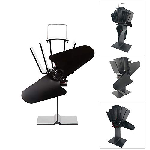 AFYH Fireplace Fan, Wood Stove Fan Fireplace Accessories Stove Fan Fan, 2 Blade Hot Air Thermometer Powerful Motor Increase Indoor Temperature 80%, Suitable for Fireplace Wood Stove Stove.