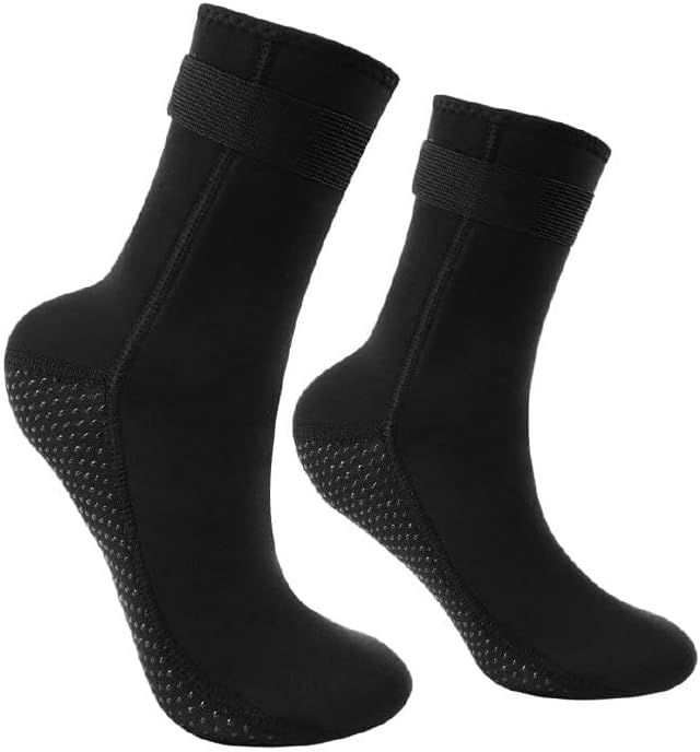 flintronic 3mm Neoprene Socks Velcro Anti-slip Thermal Water Socks Men Women