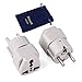 Wonpro Grounded Schuko Travel Plug Adapter Type E/F for Spain, France, Germany, Poland, Russia -CE Certified -2 Pack