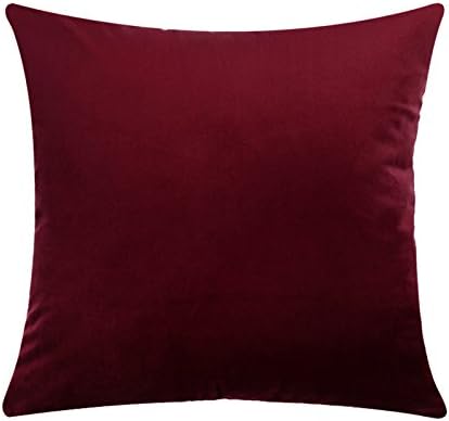 Miracle Dec Velvet Soft Soild Decorative Square Throw Pillow Covers Cushion Pillowcases for Sofa Bedroom (Red, 18"x18")