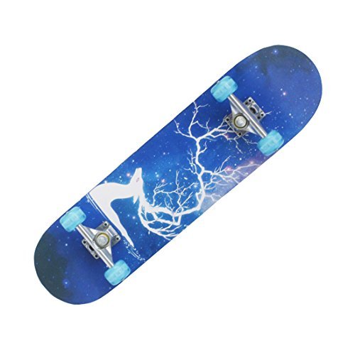 Easy_way Complete Skateboards- Standard Skateboards with Colorful Flashing Wheels for Beginners Starter Kids Boys Girls Teenager- 31''x 8''Canadian Maple Cruiser Pro Skate Board, Longboard Skateboards