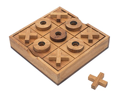 Wooden Tic Tac Toe XOXO: Handmade & Organic Traditional Wood Game for Adults from SiamMandalay with Free SM Gift Box(Pictured)