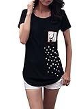 Allegra K Women Scoop Neck Short Sleeve Tee Novelty Prints Summer Tops T Shirts