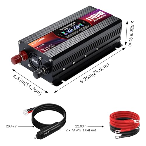 LVYUAN DC Converter 12V to 220V AC 2200W Inverter Power Inverter 2 USB Ports/EU Plugs
