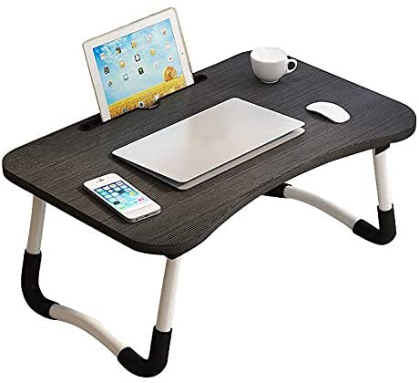 Laptop Desk Lap Folding Bed Tray Bed Table Student Writing Portable Serving Tray Dining Table with Slot Bed Tray Laptop Desk for Eating Breakfast, Working (Black)