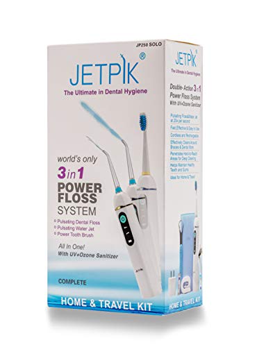 Jetpik JP250- SOLO+ - Rechargeable Portable Power Water Flosser with pulsating Floss and Cordless Dental Water Jet Cleaning and Sonic toothbrush with build in UV + Ozone sanitizer - Thumbnail 6