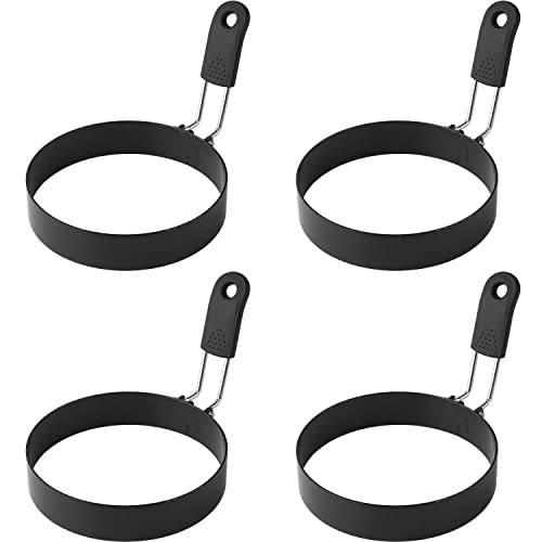Stainless Steel Nonstick Egg Rings - Set of 4, 3.5 Inch Round Egg Mold for Frying and Griddle
