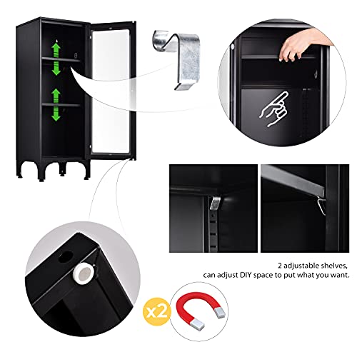 IRONMIX Home Storage with 2 Adjustable Shelves1 Acrylic Door with Alloy Handle