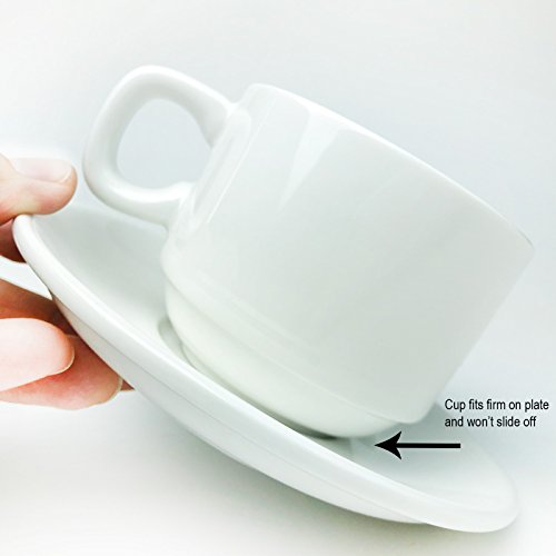 Huji Fine Porcelain 4 oz. Espresso Turkish Tea Coffee Cups and Saucers Drinkware Gift Set (4 Cups, 4 Saucers)