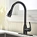 Ufaucet Modern Solid Brass Single Handle High Arch Spring Chrome Kitchen Faucet, Pull Out Kitchen Sink Faucet With Sprayer