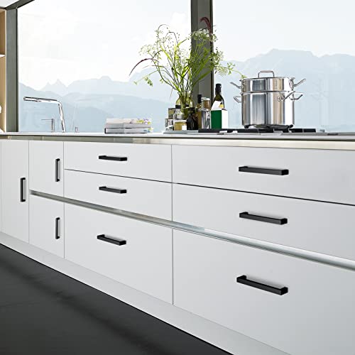 NISUOIEN Matte Black 5 Inch Cabinet Handles, 30 Pack Cabinet Pulls | Square Kitchen Cabinet Handles, Included Screws, Easy Install, Stainless Steel, For Bathroom, Bedroom, Cupboard Cabinet