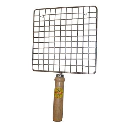 Anne -Kee Barbeque Jali Roti Roast Grill Papad Roaster Chapati Toast Grill Wooden Handle Paneer Tandoor Net