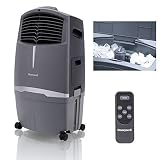 Honeywell 525-729CFM Indoor Outdoor Portable Evaporative Cooler with Ice Compartment & Remote, CO30XE, Grey