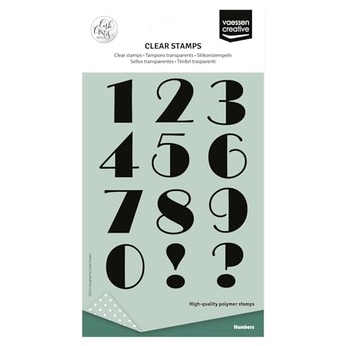 Vaessen Creative Clear Stamps 12 Pcs - Numbers - Scrapbooking, Stamping and Card Making Supplies for Crafting & Birthdays