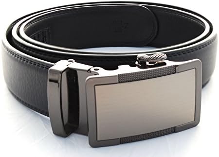 dBurg Products Men's One Size Adjustable Ratchet Belt (One-size, Black Leather Brushed Gun Metal Buckle)