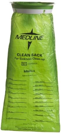 Medline Green Emesis Bags, Vomit Bags, Motion Sickness Bags, Disposable, Graduated Markings, Urgent Cares, Cars, Boats, Planes, Case of 144