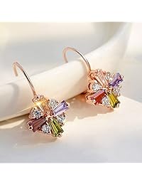 kemstone Colorful Cubic Zirconia Leverback Dangle arete Bañado en Oro Joyería para las mujeres