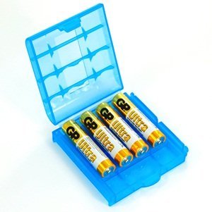 Bluecell 4 PCS Clear/Blue/Green/Purple Color AA / AAA 4 Cell Battery Storage Case
