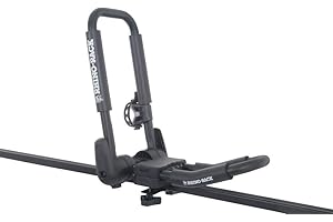 RHINO RACK Rhino-Rack Kayak & Canoe Carrier, Folding J-Style with Universal Mounting Bracket, Easy Use & Fitment, Heavy Duty; for All Vehicles; 4WD, Pick Up Trucks, SUV's, Wagon's, Sedan's; Lightweight, Black