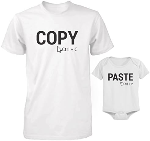 Funny Daddy and Baby Matching T-Shirt and Bodysuit Set - Copy and Paste (DAD - L / BABY 6M) Apparel