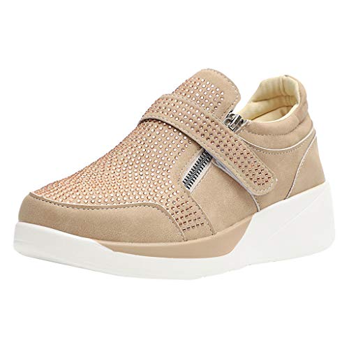 St.Dona_Shoes Women's Platform Wedge Tennis Walking Shoes Breathable Lightweight Casual Comfort Fashion Sneaker Beige