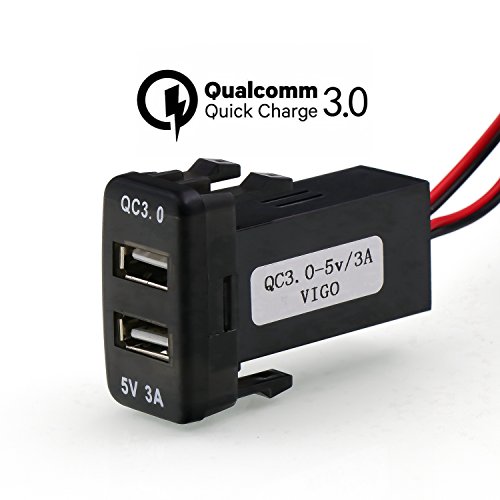 QC3.0+5V 3A Dual USB Power Socket, Quick Charge Car Charger USB Adapter for Smart Phone PDA iPad iPhone Android GPS Use for TOYOTA