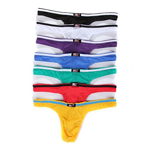 SILKWORLD Men's Cotton Thong Low waist briefs Pack Pack of 7 US Large