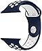 SELLERS360 Soft Durable Nike + Sport Replacement Wrist Strap for iWatch Series 1 Series 2 Apple watch band (Navy Blue/White 42mm M/L)