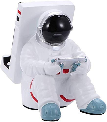 Carracci Astronaut Figurines Phone Holders, Sculpted Hand-Painted Figures for Space Lovers, Universal Compatibility with All Smartphones