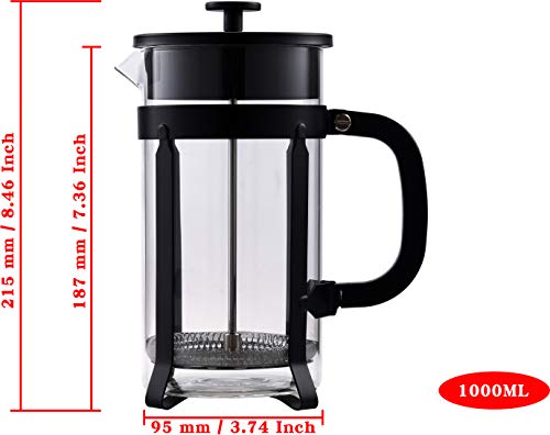 image for Apexstone French Press Coffee Maker (1000 ml,34 oz) With 4 Level Filtr