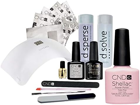 CND Shellac Gel Polish Sweet Dreams UK - 1 Starter Kit Colour with Pro LED Lamp + Shellac Top & Base & All Essentials (Cake Pop)