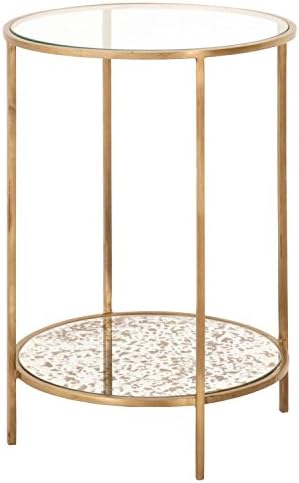 Orient Express Furniture 7781.BRA/MIR Fiona Round, End Table