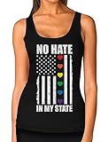 Hearts No Hate In My State - Gay & Lesbian Pride American Flag Women Tank Top