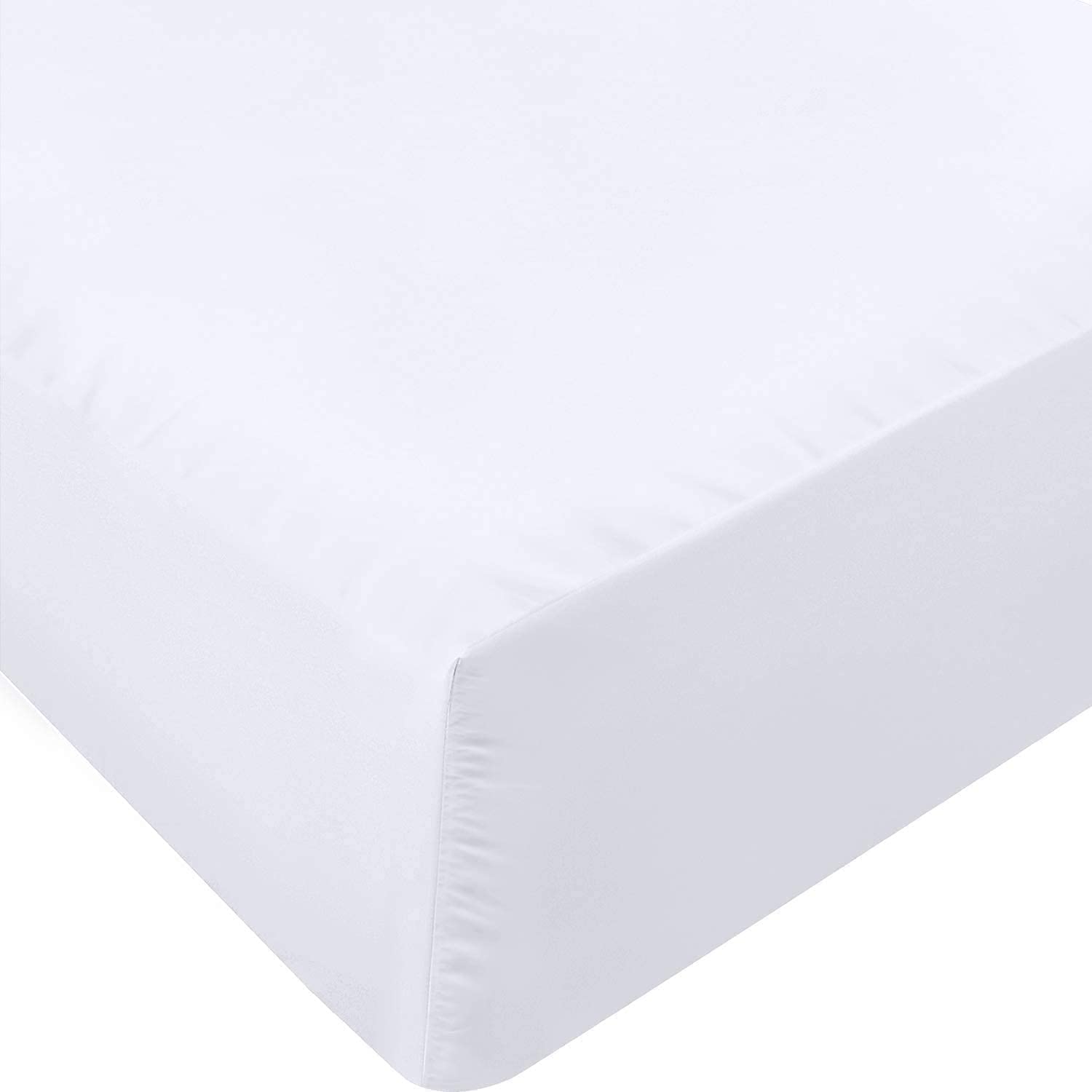Comfy Nights King Fitted Sheet MicroFibre Plain Dyed Easy Care Soft Brushed Micorfiber Fitted Sheet (White, King)