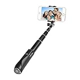 Agapo Bluetooth Selfie Stick Built-in Remote Shutter Self-Portrait Extendable Wireless Telescopic Aluminium for Apple iPhone 7/6 Plus/5/4, iPod, Samsung Galaxy and Most Other Smartphones Black