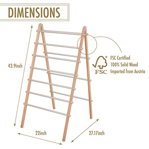 INNOKA Modern Folding Laundry Ladder Towel Rack [Lightweight Beechwood
