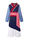 ReliBeauty Big Girls Heroine Mulan Costume Three-Piece Dress up, 7 Navy
