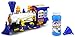 Blue Steam Train Locomotive Engine Car Bubble Blowing Bump & Go Battery Operated Toy Train w/Lights & Sounds (Blue)