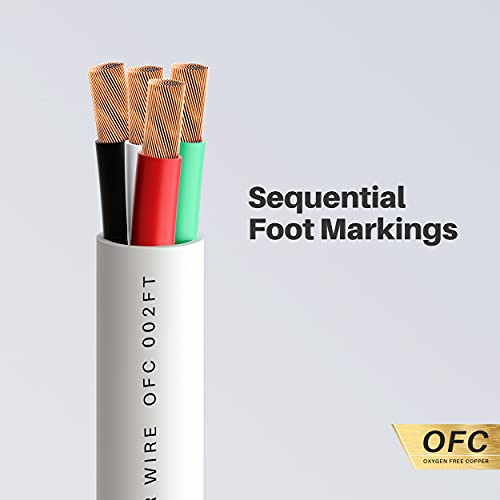 GearIT 16/4 Speaker Wire (100 Feet) 16AWG Gauge Fire Safety in Wall