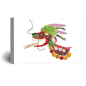 Canvas Wall Art Funny Colorful Fruits Print Gallery Wrap Modern Home Decoration Ready to Hang - 12x18 inches