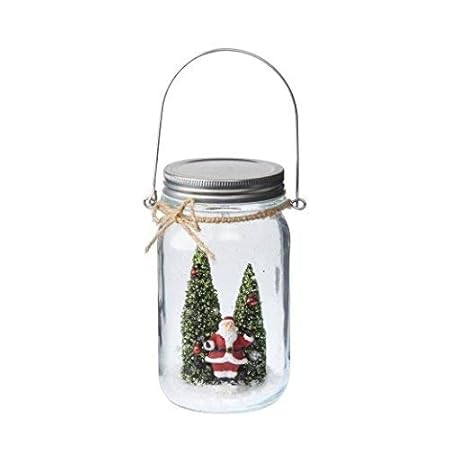 Battery Operated Light Up Santa Scene In Glass Jar Amazon Co Uk