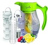 Fruit & Tea Infusion Flavor Pitcher - FREE Infuser Recipe Ebook - Water & tea infuser jug includes 3 infusers for fruit, tea and ice to enhance the flavor of water - Perfect for detox & weight loss