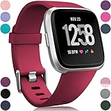 Wepro Bands Replacement Compatible with Fitbit Versa SmartWatch, Versa 2 Smart Watch and Versa Lite SE Sports Watch Band Strap Wristband for Women Men Kids, Large, Wine Red