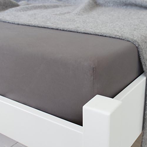 Rever Stone KOKO Washed Cotton Bedding - Fitted Sheet (Dark Grey/Brown, King)