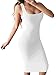 BEAGIMEG Women's Sexy Bodycon Sleeveless Basic Solid Casual Tank Club Midi Dress White
